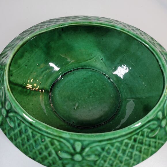 Marcia Of California Pottery Soup Tureen Green MCM Serving Bowl Ladle Lid USA - Picture 4 of 13